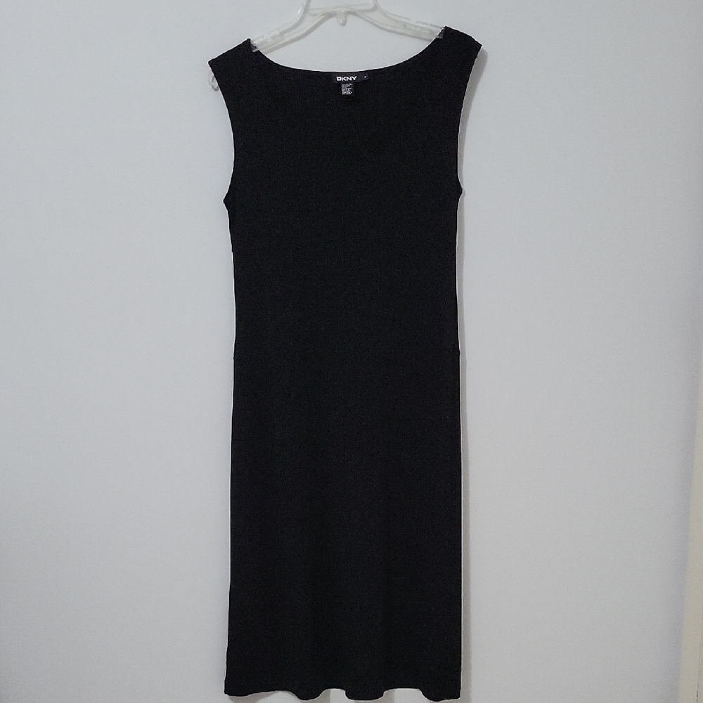 DKNY Classic Black Sleeveless Midi Dress, Size Large